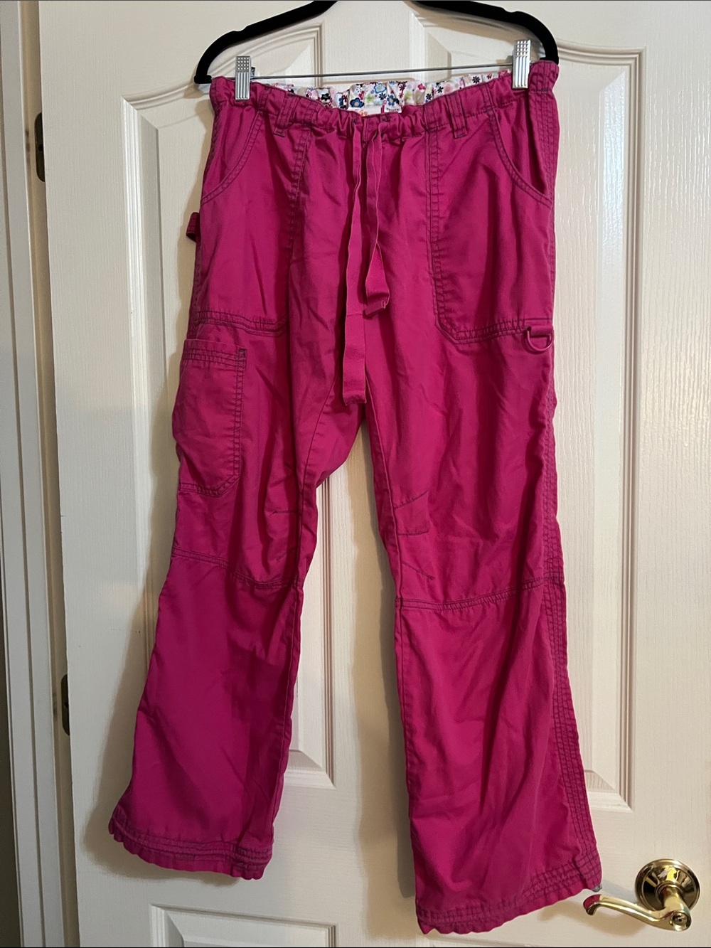 Koi Women’s Lindsey Drawstring Cargo Scrub Pants - Pink